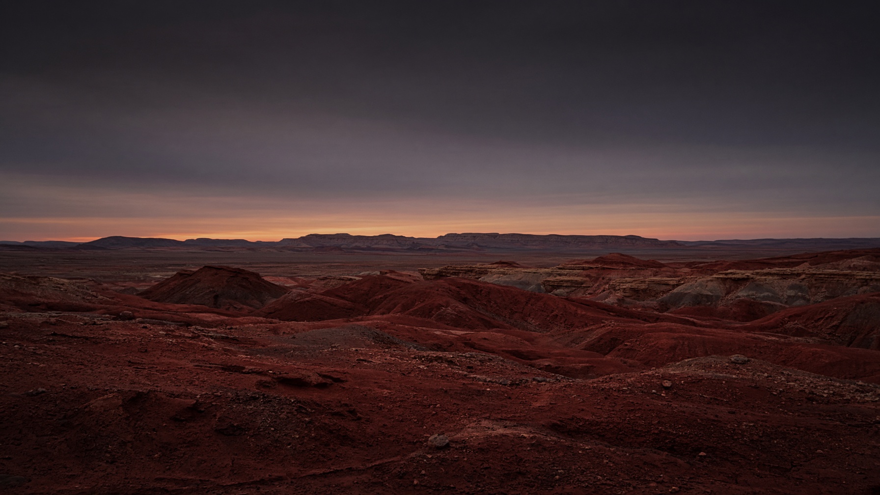 Red sand ridges in West Texas at dusk